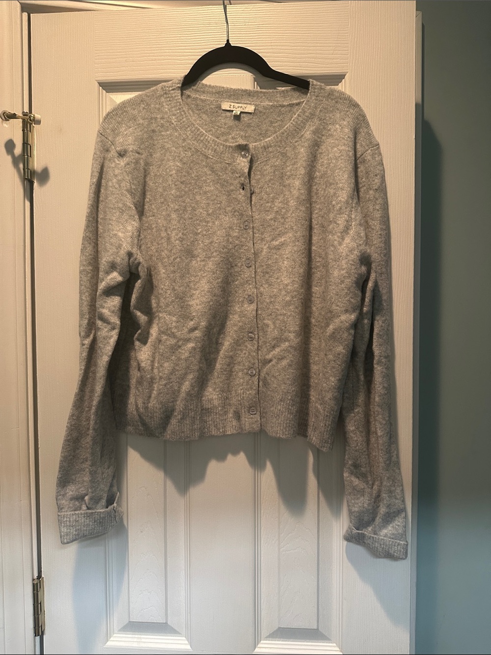 Z Supply Heather Gray Button-Up Crew Neck Cardigan